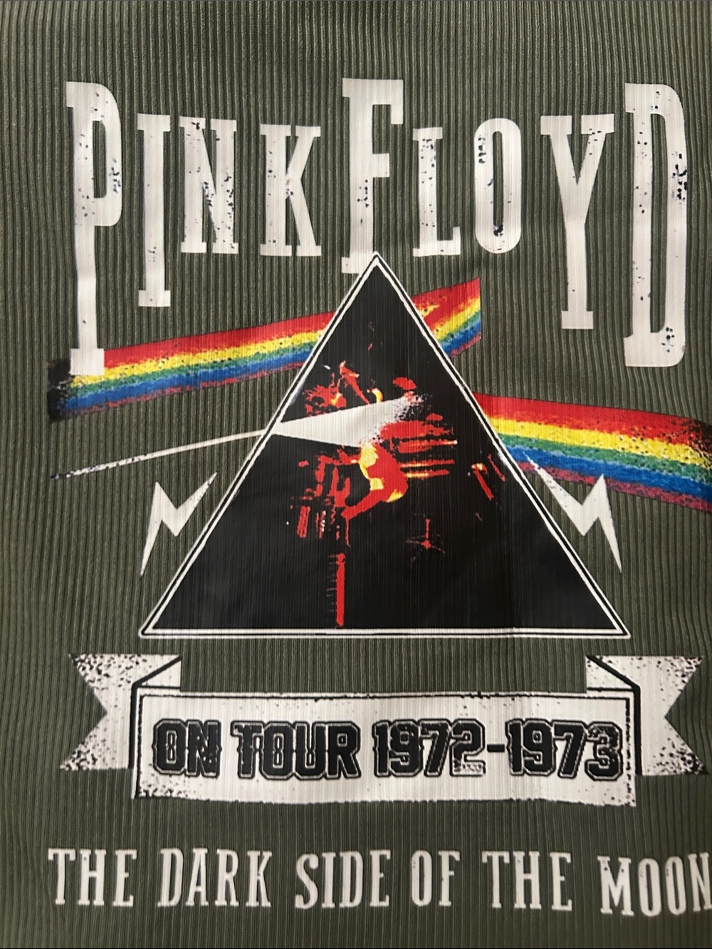 Pink Floyd Olive Ribbed cropped top